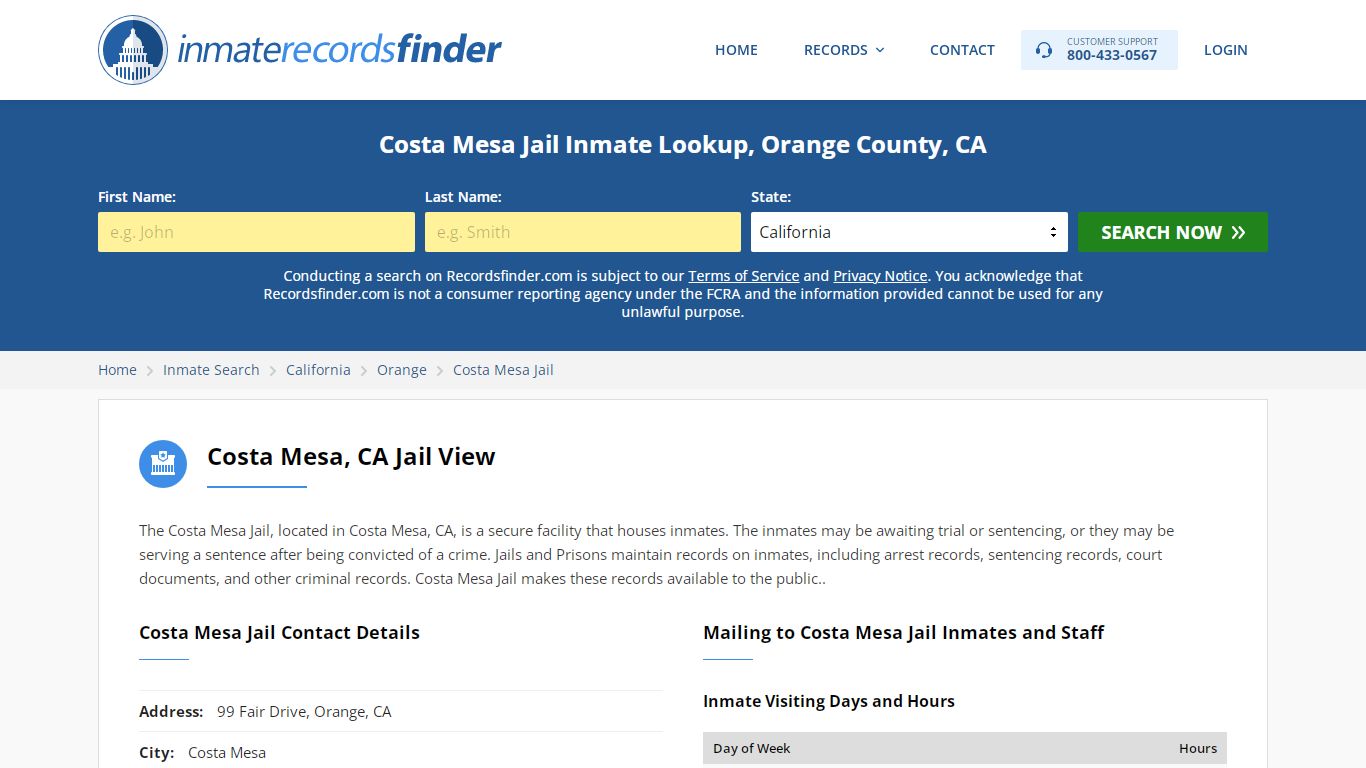 Costa Mesa Jail Roster & Inmate Search, Orange County, CA ...