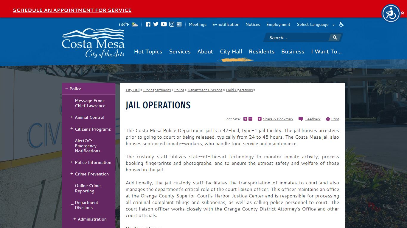 Jail Operations | City of Costa Mesa